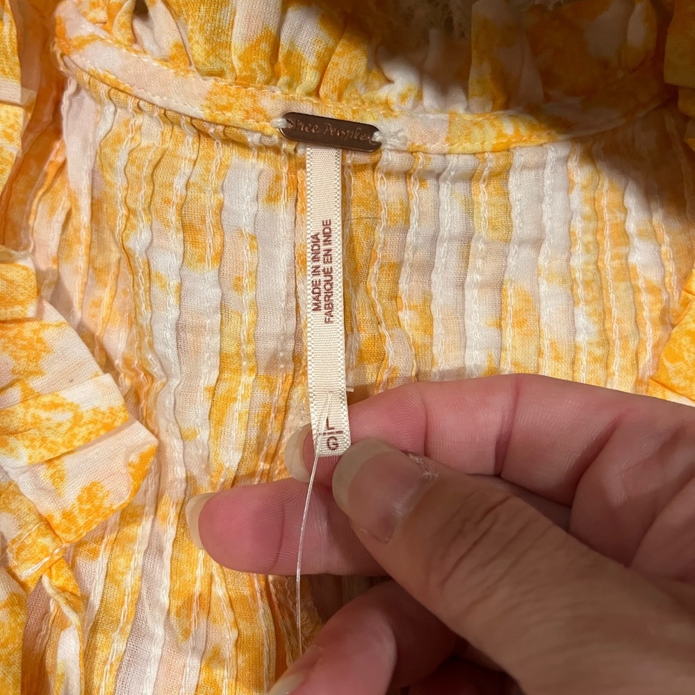 Free People Yellow and White Floral Lace-Trim Mini Dress - Picture 3 of 3